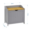 Grey/Bamboo Wooden Bathroom Cabinet Shelf Cupboard Storage Unit Free Standing