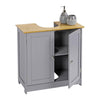 Grey/Bamboo Wooden Bathroom Cabinet Shelf Cupboard Storage Unit Free Standing