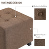 Tufted Ottoman Linen-Touch Fabric Upholstered Footstool Footrest Coffee Table