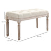 Accent Bench Tufted Upholstered Foot Stool Linen-Touch Ottoman for Bedroom