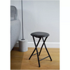 Round Folding Padded Stools Office Kitchen Breakfast Stools Metal Frame Black