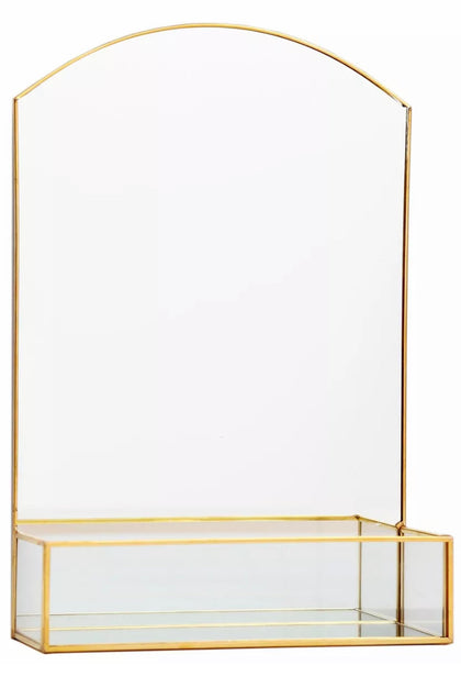 Gold Effect Metal Dressing Table Vanity Mirror ~ Modern Display Make-Up Storage
