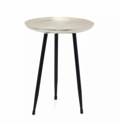Contemporary Round Silver Side Table | Occasional Living Room End Table