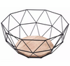 Geometric Design Black Wire Fruit Bread Basket Bowl With Wooden Base