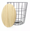 Round Wooden Top Black Wire Occasional Side Table ~ Modern Storage With Lid