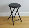 Round Folding Padded Stools Office Kitchen Breakfast Stools Metal Frame Black