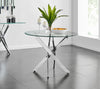 NOVARA 100cm Round Chrome Dining Table & 2 Faux Leather Corona Chrome Chairs