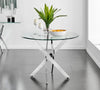 NOVARA 100cm Round Chrome Dining Table & 2 Faux Leather Corona Chrome Chairs