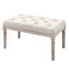 Accent Bench Tufted Upholstered Foot Stool Linen-Touch Ottoman for Bedroom