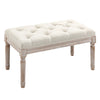 Accent Bench Tufted Upholstered Foot Stool Linen-Touch Ottoman for Bedroom