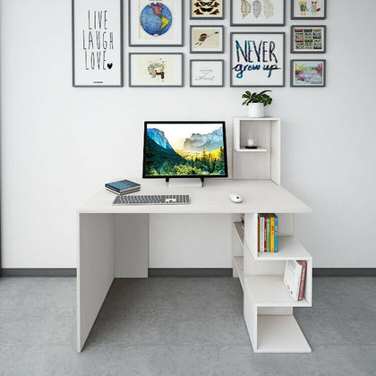 120cm Computer Desk PC Study Table Home Office Workstation W/Bookshelf Shelves