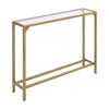 2-Tier Console Table Glass Hall Desk Side End Table W/ Bottom Shelf Gold Frame