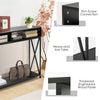 Console Table X-Shaped Sofa Side End Table w/2 Compartments & Storage Shelf