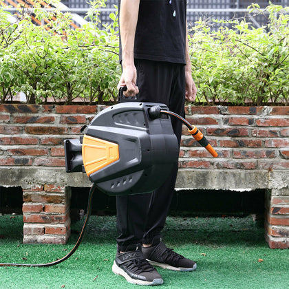 Auto Rewind Retractable Wall Mounted Garden Water Hose Reel Spray Pipe 10/20/30M