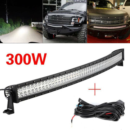 300W Car FLOOD SPOT CURVED LED LIGHT BAR DRIVING OFFROAD LAMP 52 INCH SUV UK