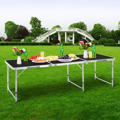 6FT FOLDING CAMPING TABLE ALUMINIUM PICNIC PORTABLE ADJUSTABLE PARTY BBQ OUTDOOR