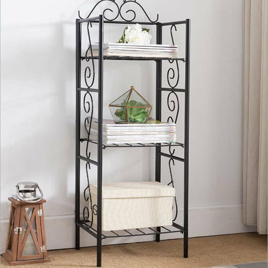 4 Tier Metal Bookcase Bookshelf Shelving Storage Rack Corner Organizer Shelf