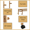 3-Tire 2 in 1 Heavy Duty Garment Rail Clothes Rack Stand Bamboo Suit Dress Shelf