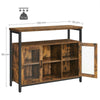 Industrial Kitchen Storage Cabinet Rustic Buffet Sideboard Glass Cupboard Doors