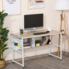 Two-Tier Writing Work Desk Metal Frame Smooth Shelves w/ Storage Shelf