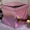 New Mirrored MetalicFolding Storage Ottoman Seat Toy Storage Box Pouffe Stool