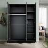 Black Modern High Gloss 3 Door Triple Wardrobe with Hanging Rail & Shelves