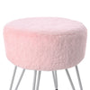 White Pink Shaggy Vanity Stool Dressing Table Chair Plush Makeup Ottoman Pouffe