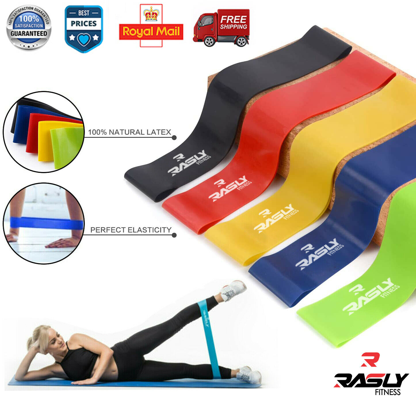 Resistance Bands Set - Latex Exercise Loops For Home Gym, Glutes, Yoga & Full Body Workouts