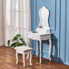 White Small Dressing Table Mirror & Stool Set (3 Drawers) Bedroom Makeup Desk
