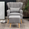 Vintage Fabric Upholstered Armchair Fireside Chair & Footstool Home Furniture