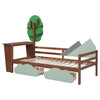 Kids Toddler Bed 3ft Single Daybed Tree Shelves Storage Bed Frame w/ 2 Drawer HT