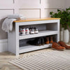 Grey Langdale Shoe Bench Cabinet 2 Shelves Hallway Rack Storage Cupboard