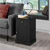 Bedside Table w/ Drawer & Door, Bedside Cabinet Nightstand,End Table White/Black