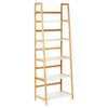 WHITE & BAMBOO 5 TIER TALL BOOKCASE SHELVES MODERN HOME SHELVING UNIT