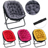 Folding Moon Armchair with Footstool Foldable Single Sofa Chair Cushioned Seat