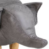 Grey Elephant Animal Footstool Faux Leather Ottoman Wood Legs Kids Adults Gift