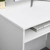 Small Computer Desk White with Sliding Keyboard Tray Space Saving Writing Table