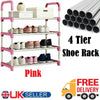 4 Tier Metal Shoe Rack Storage Organiser Footwear Stand Holder Cabinet Shelf New