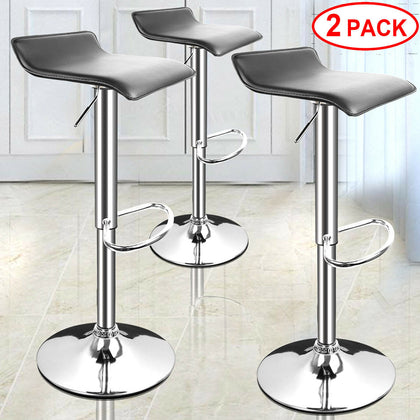 2x Breakfast Bar Stool PU Leather 360°Swivel Kitchen Metal Base Gas Lift Chair