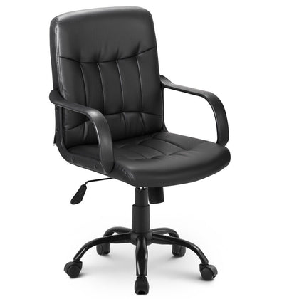 Mid Back PU Leather Executive Ergonomic Swivel Office Chair Computer Desk Chair