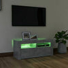 Modern White TV Unit Cabinet Stand 90cm High Gloss Doors with Free LED Lights
