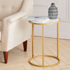 Round Coffee Table Sofa Side Table Marble Effect Top with Metal Leg Furniture