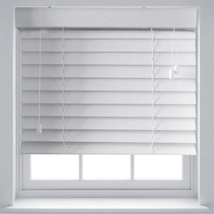 Quality White Wood Effect 50mm Venetian Blinds Trimmable Up to 240cm x 210cm