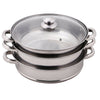 3TIER4PC INDUCTION HOB STAINLESS STEEL 28CM STEAMER POT PAN COOKER SET GLASS LID