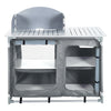 Portable Camping Kitchen Stand Storage Unit BBQ Cooking Station Table Windshield