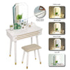 White Dressing Makeup Table Vanity Desk Set LED Touch Screen Mirror W/ Drawers