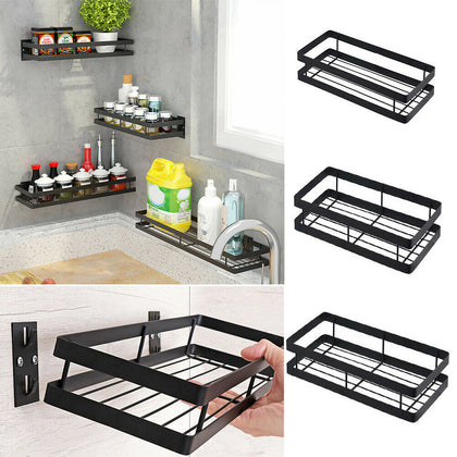 Wall Mounted Kitchen Bathroom Storage Shelf Spice Rack Shower Caddy Organizer