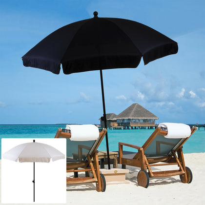 1.9M Beach Umbrella Garden Outdoor Patio Parasol Sunshade Protection Black Cream