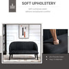 Linen-Look Modern 2 Seater Sofa w/ Wood Legs Compact Loveseat Black