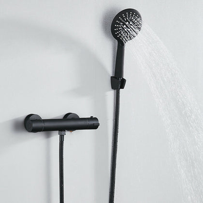 Bathroom Thermostatic Mixer Shower Bath Kit Valve Bar Taps Shower Heads Hose Set